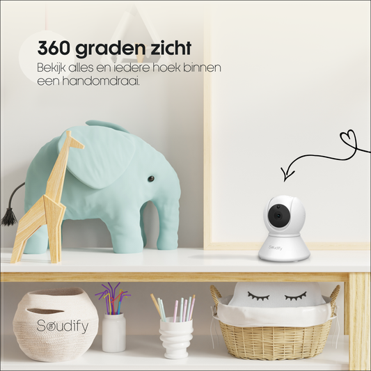 Soudify - 360 babyfoon met camera - Wit met zwart