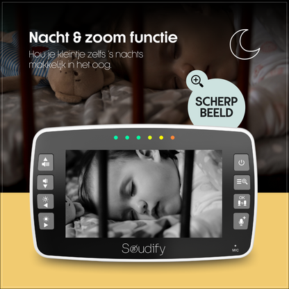 Soudify - 360 babyfoon met camera - Wit met zwart