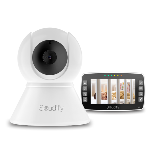 Soudify - 360 babyfoon met camera - Wit met zwart